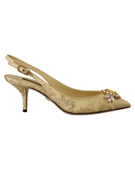 Dolce & Gabbana Black Crystal Slingbacks Pumps Heels Shoes