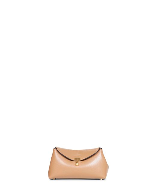 Totême Natural Clutch Bag Mini T-Lock Calf Leather Handbags