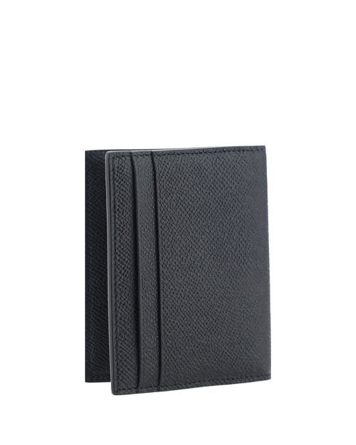 Ferragamo Black Revival Card Holder Calf Leather Bos Taurus Wallet for men