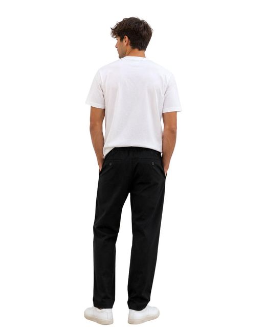 Vilebrequin Black Stretch Cotton Satin Trousers With Drawstring Waist for men