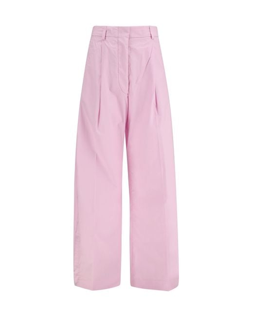 THE LATEST Pink Wide-Leg Pants Cotton
