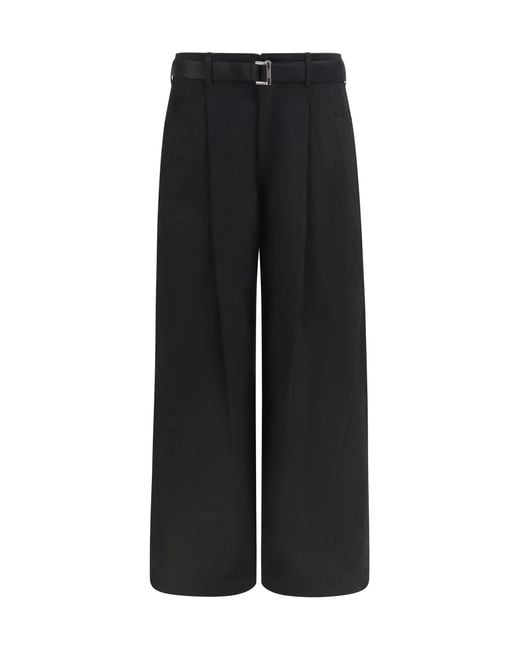 Sacai Black Cotton Chino Pants for men