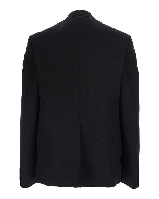 Gucci Blue Double-Breasted Jacket Cotton Blend Blazers for men