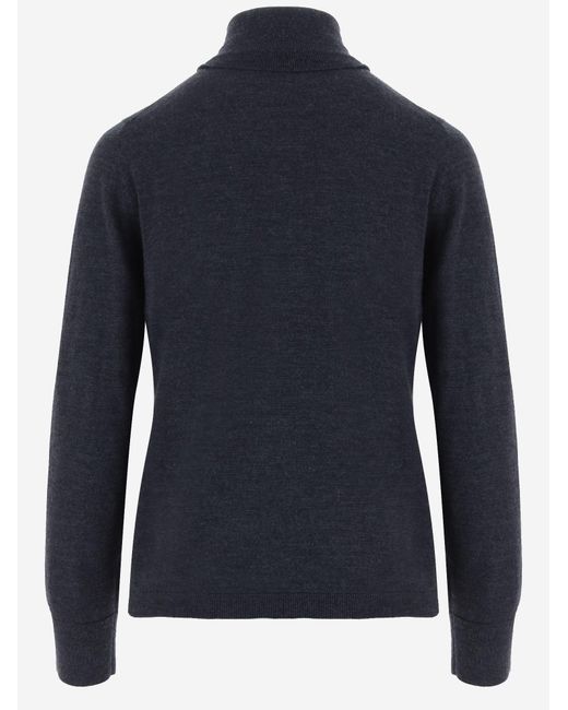 Allude Blue Cashmere Turtleneck Sweater Virgin Wool