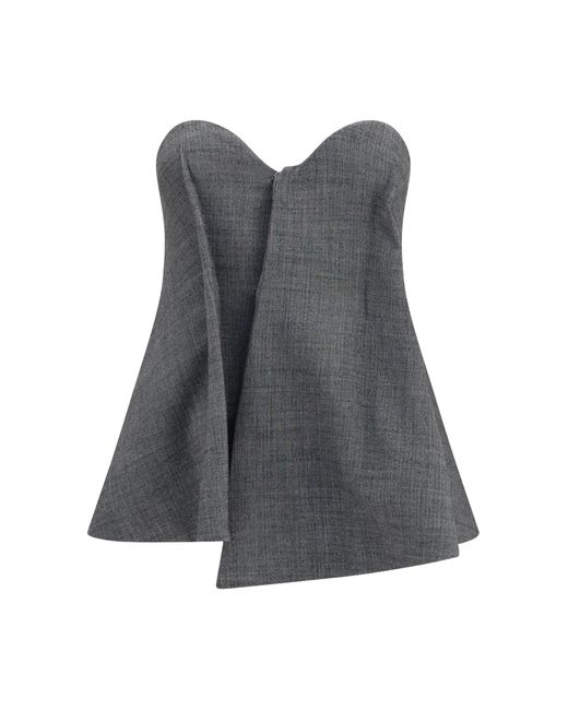 Magda Butrym Gray Asymmetrical Wool Corset Top