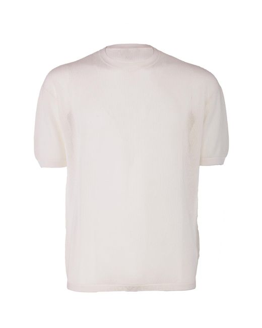 Emporio Armani White Net Stitch Sweater for men
