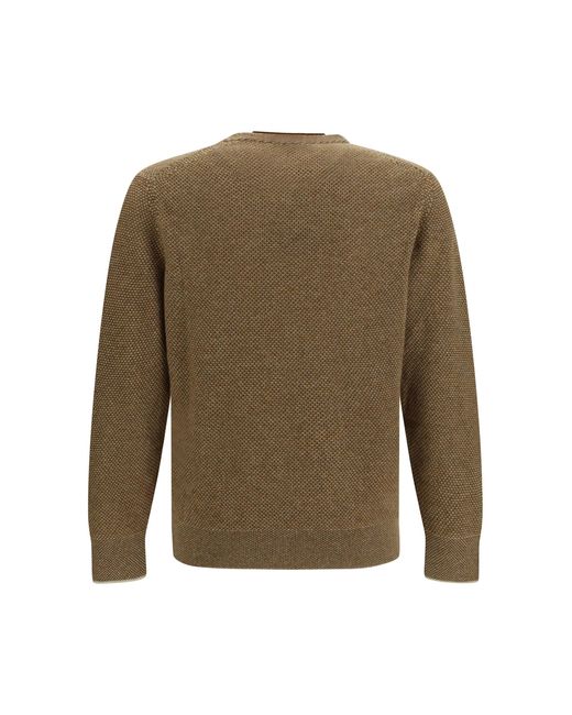 Loro Piana Green Crew Neck Sweater Varallo Baby Cashmere (Capra Hircus) for men