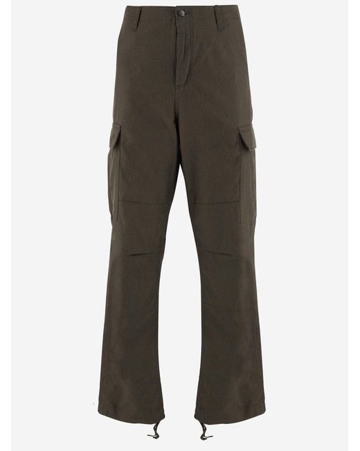 Carhartt Gray Cargo Pants Regular Cotton Trousers for men