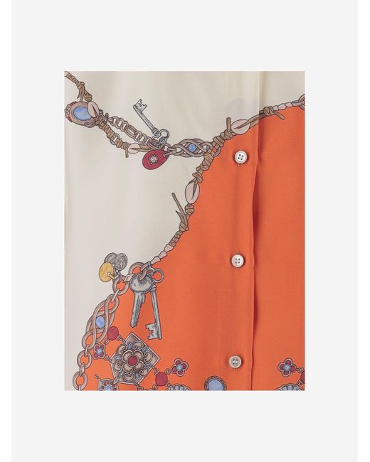 Versace Orange Shirt, Printed Silk