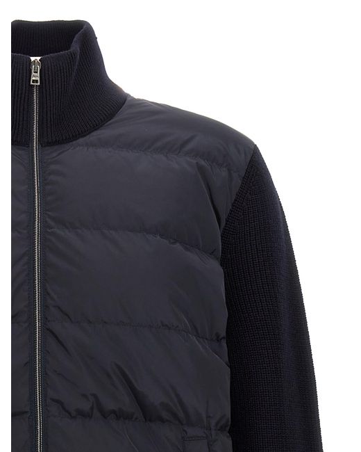 Herno Blue Two-Material Puffer Jacket for men