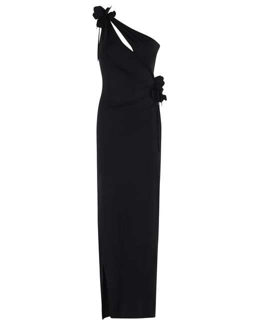 Coperni Black Asymmetric Flower Gown