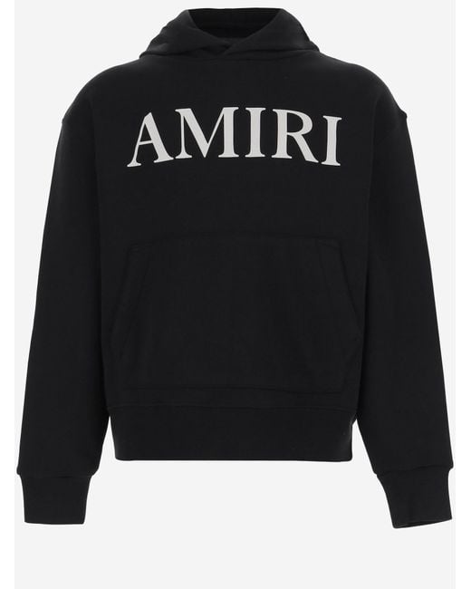 Amiri Black Cotton Hoodie With Logo — Hoods & Sweatshirts for men