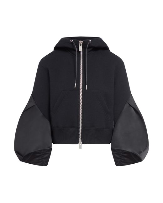 Sacai Sponge Sweat X Nylon Twill Hoodie in Blue | Lyst