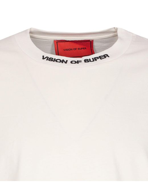 Vision Of Super White T-Shirt With Embroidered Logo And Flames for men