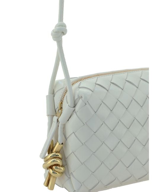 Bottega Veneta Metallic Shoulder Bag Loop Leather Bone-Brass Calf