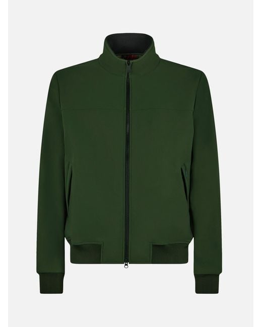 Mc2 Saint Barth Green Solid Military Mid Season Jacket With Red And White Tartan Print Lining for men