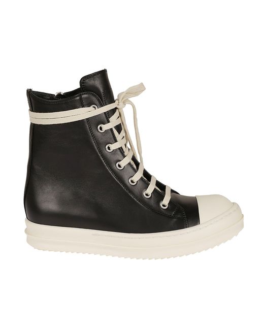 Rick Owens Black Side Zipped Lace-up Sneakers