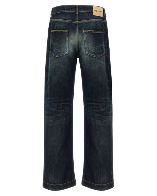 McQueen Blue Wide Leg Jeans for men