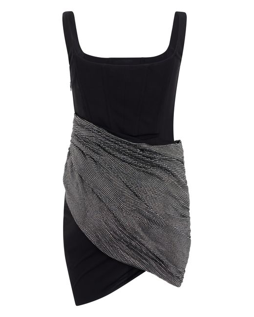 GIUSEPPE DI MORABITO Black Mini Dress With Rhinestone Belt Viscose