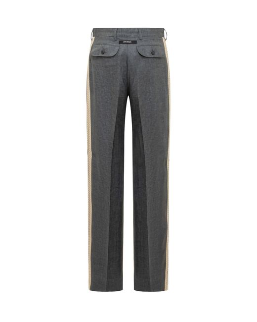 Palm Angels Gray Linen Trousers