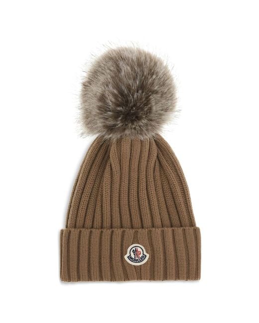 Moncler Natural Pom Pom Wool Hat
