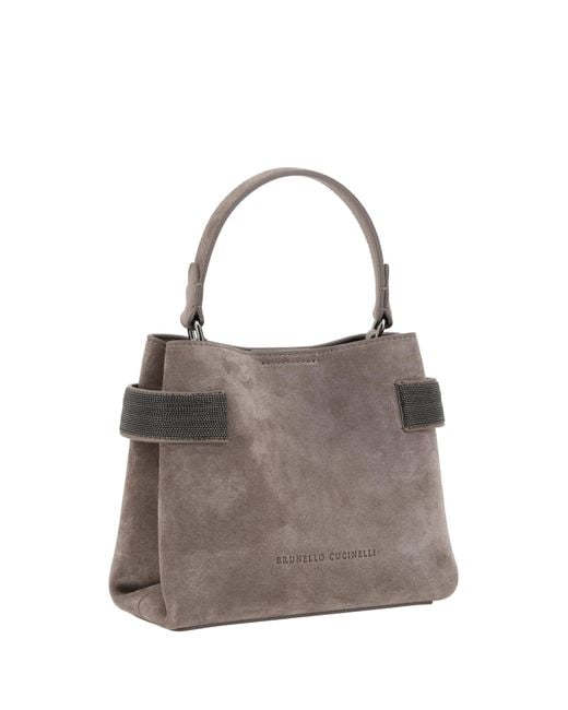 Brunello Cucinelli Gray Leather Handbag