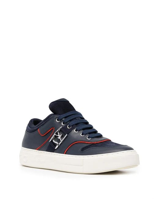 Ferragamo Blue Ferragamo Borg Logo Low-Top Sneakers for men