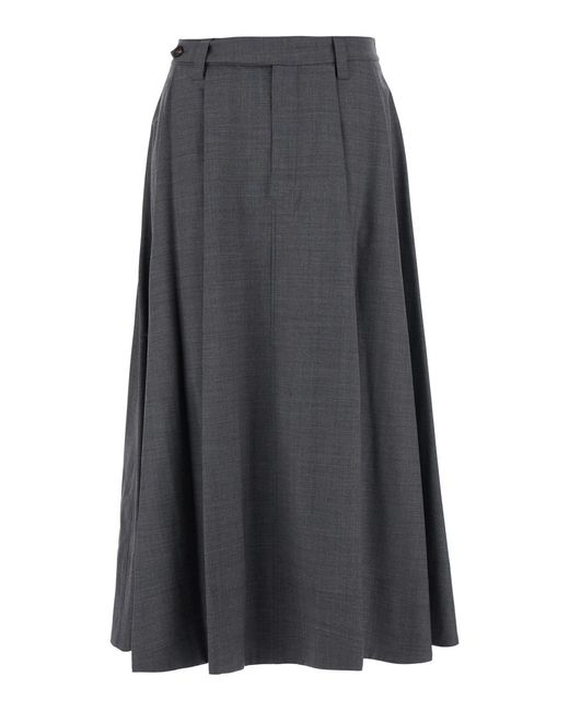 Brunello Cucinelli Gray Midi Skirt Wool Blend Virgin