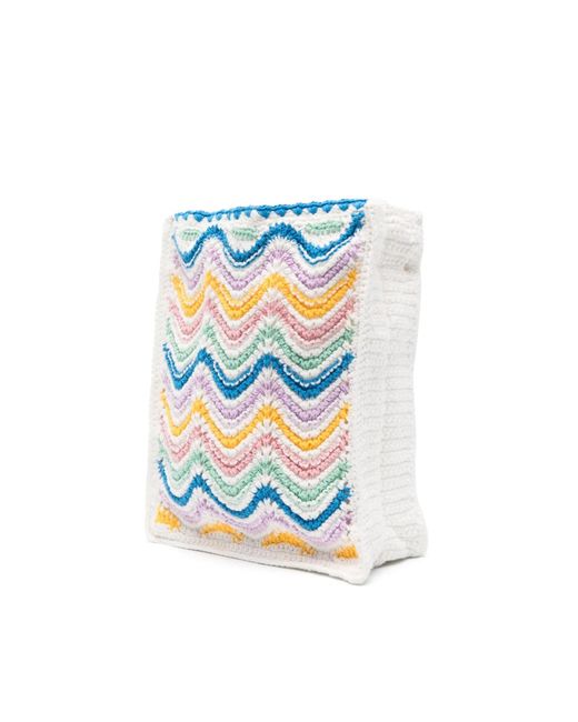 Casablanca White Mini Gradient Wave Crochet Crossbody Bag Shoulder