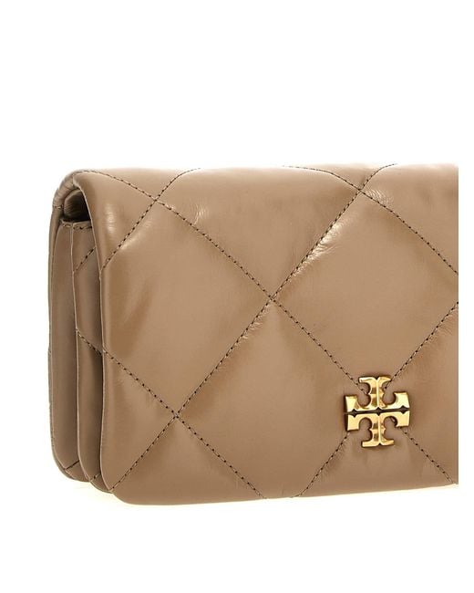 Tory Burch Brown Quilted Leather Chain-Strap Wallet