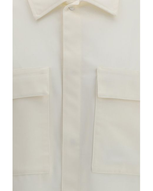 Laminar White Oversize Bowling Shirt Polyester; Wool Ovis Aries for men