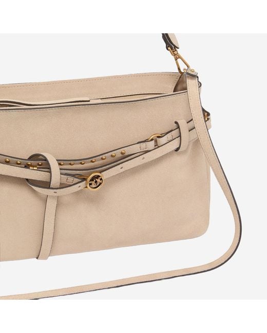 Pinko Natural Shoulder Bag Suede