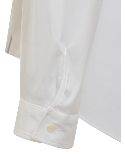 Brunello Cucinelli White Shir With Jewel