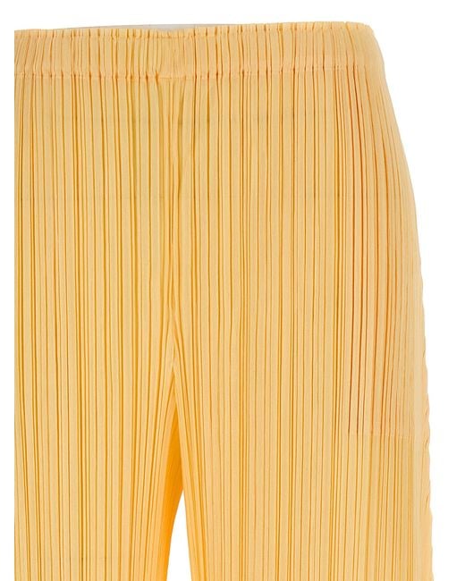 Pleats Please Issey Miyake Yellow Polyester Casual Pants