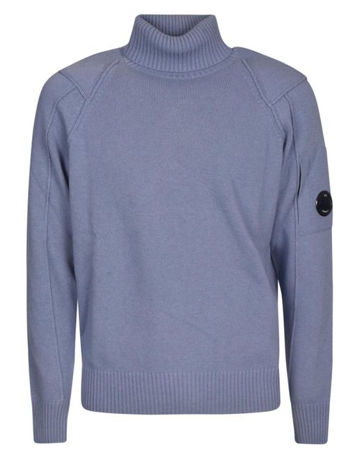 C P Company Men's Turtleneck Jumper - Blue - Turtlenecks