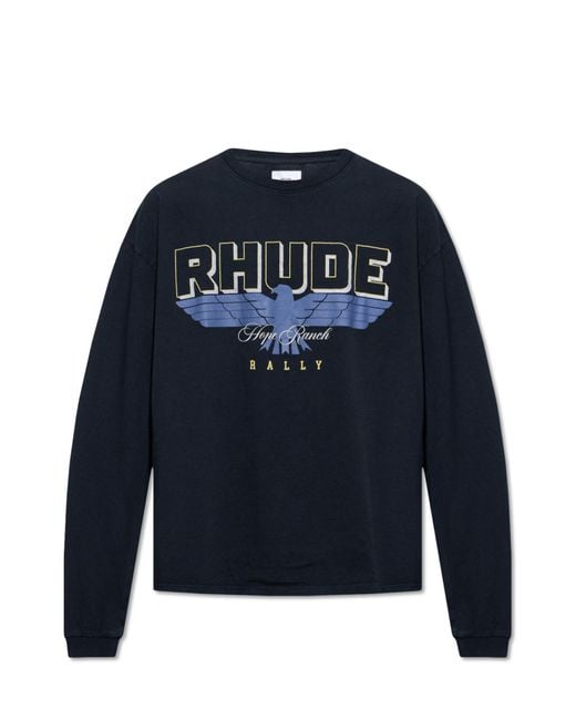 Rhude Blue T-Shirt With Long Sleeves for men