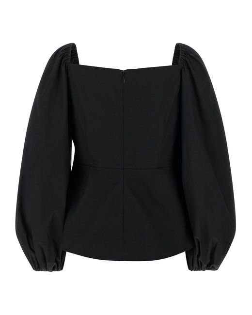 Carolina Herrera Black Puff' Sleeve Top