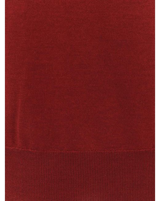 Brunello Cucinelli Red Cahmere And Silk Sweater for men