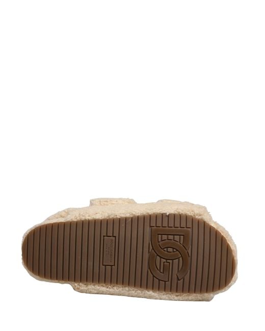 Dolce & Gabbana Natural Faux Fur Slides Flats Sandals Shoes for men
