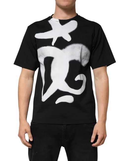 Dolce & Gabbana Black Graphic Print Tee for men