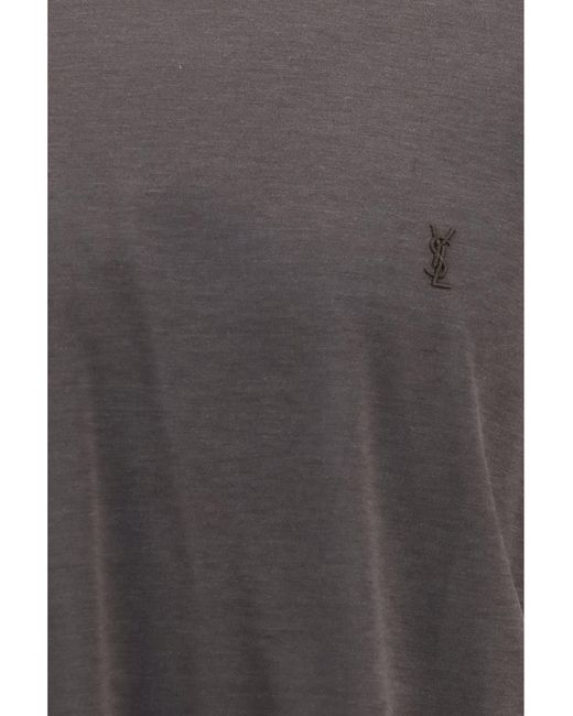 Saint Laurent Gray Silk And Cotton Cassandre T-Shirt T-Shirts for men