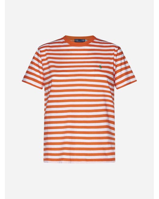 Polo Ralph Lauren Orange Striped Cotton T-Shirt