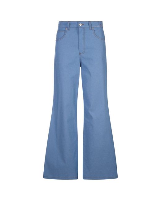 Marni Blue Denim Stretch Flared Trousers