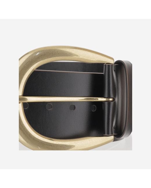 Chloé Black Leather And Brass Belt