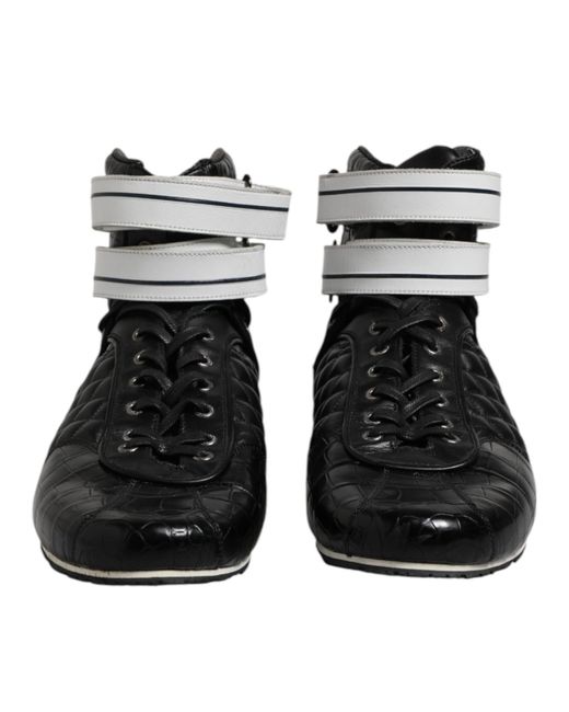 Dolce & Gabbana Black Hightop Leather Sneakers for men