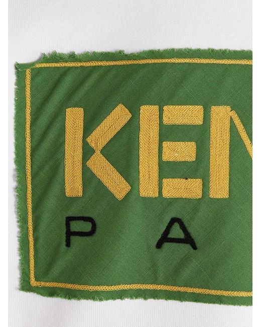 KENZO Green Logo Embroidery Hoodie for men