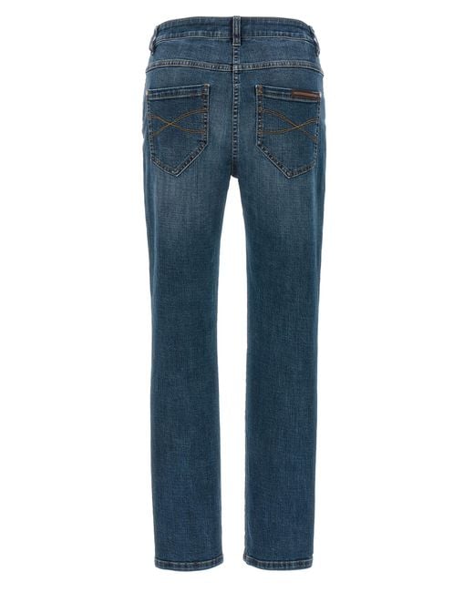 Brunello Cucinelli Blue Cotton Straight-Leg Jeans Clothing