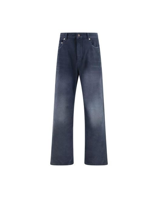Balenciaga Blue Cotton Relaxed Fit Jeans Clothing for men