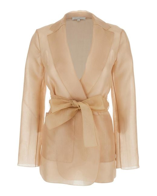 Antonelli Natural James Organza Jacket With Long Sleeves And Silk Front Closure For Blazers