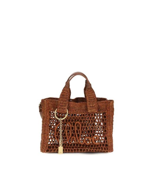 Chloé Brown Raffia Shoulder Bag